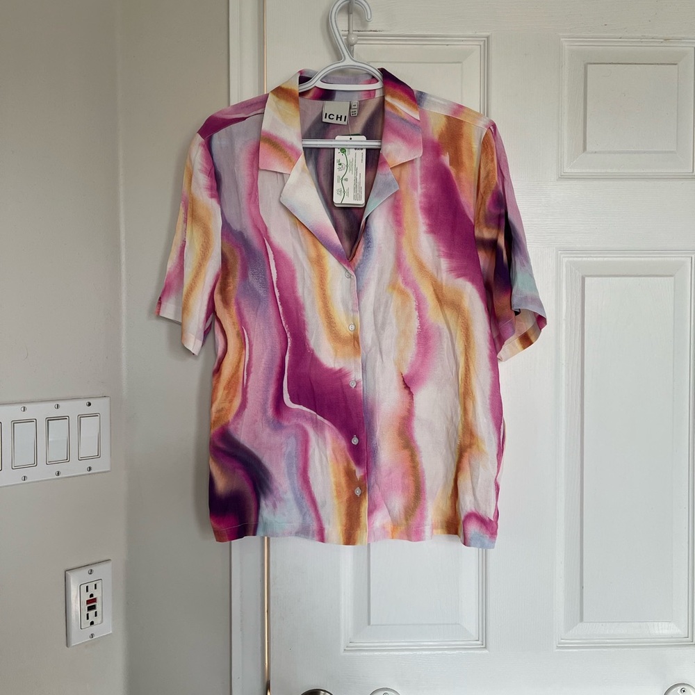 Ichi Printed Button Down Shirt